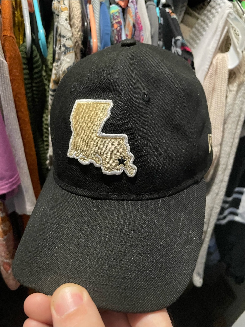 New Era Black Cap with Gold Louisiana Patch